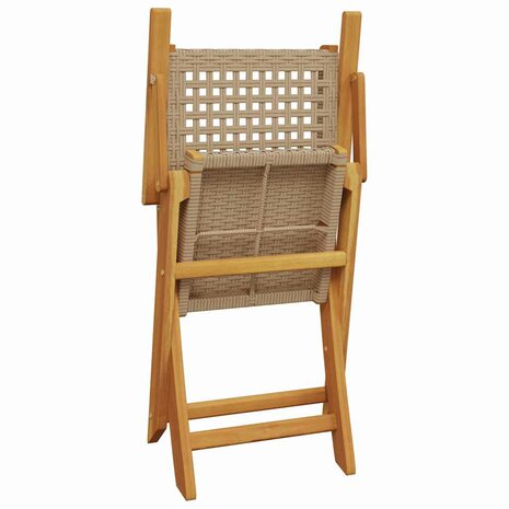 Tuinstoelen 4 st inklapbaar poly rattan en massief hout beige