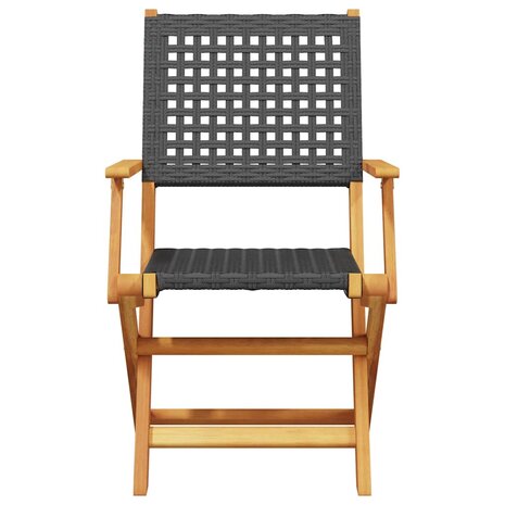Tuinstoelen 6 st inklapbaar poly rattan en massief hout zwart