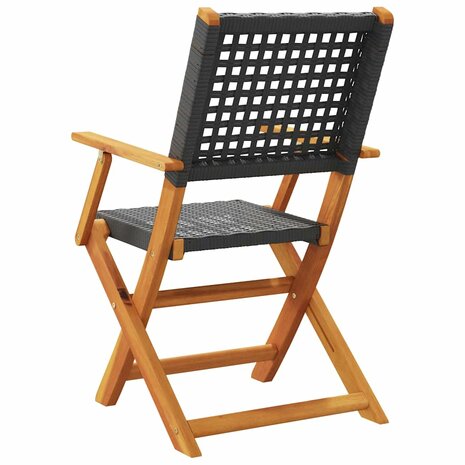 Tuinstoelen 6 st inklapbaar poly rattan en massief hout zwart