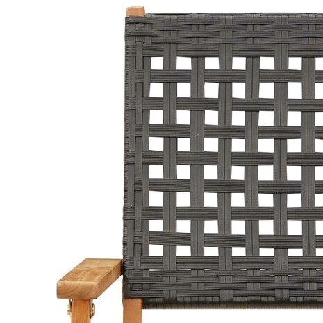 Tuinstoelen 6 st inklapbaar poly rattan en massief hout zwart