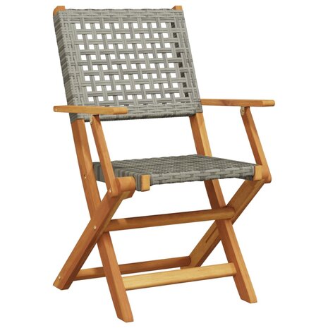 Tuinstoelen 6 st inklapbaar poly rattan en massief hout grijs