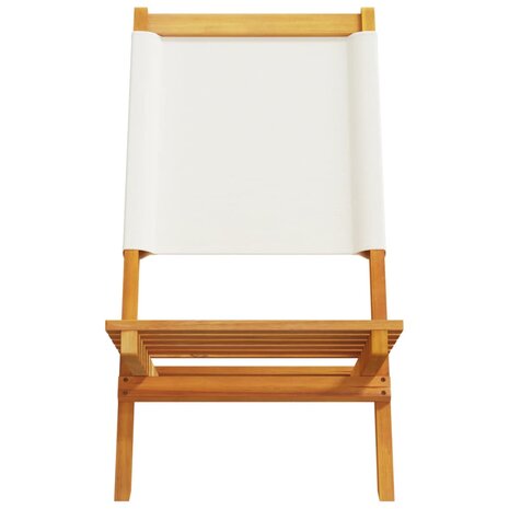Tuinstoelen 8 st inklapbaar massief hout en stof crèmewit