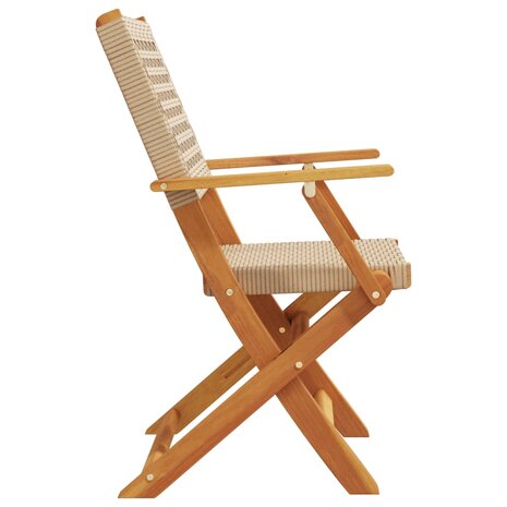 Tuinstoelen 2 st massief acaciahout en poly rattan beige