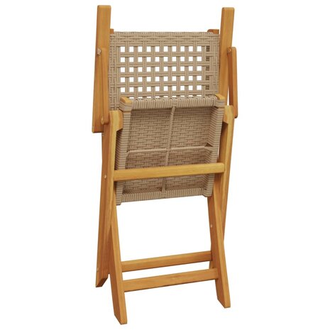 Tuinstoelen 2 st massief acaciahout en poly rattan beige