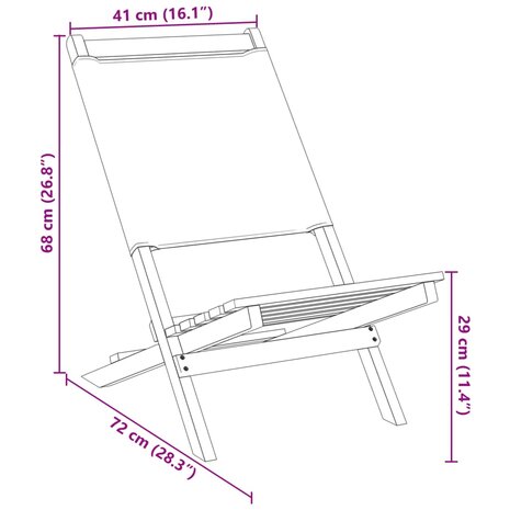 Tuinstoelen 2 st inklapbaar acaciahout en stof crèmewit