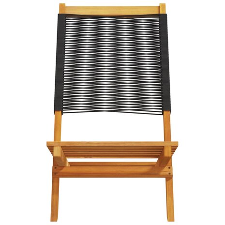 Tuinstoelen 2 st massief acaciahout en polypropeen zwart
