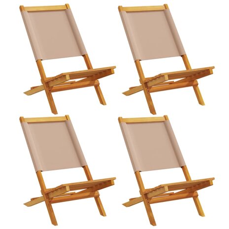 Tuinstoelen 4 st inklapbaar stof en massief hout taupe