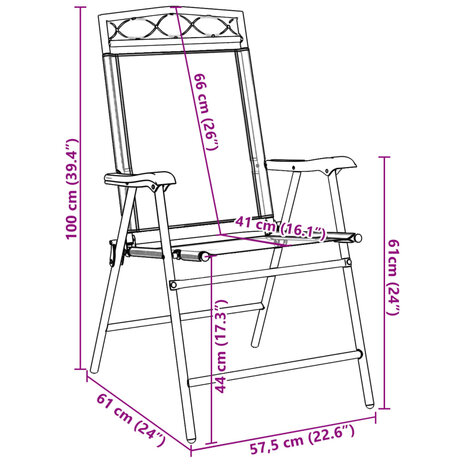 Tuinstoelen 8 st inklapbaar staal en textileen gemêleerd grijs