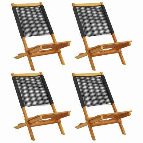 Tuinstoelen 4 st inklapbaar massief acaciahout zwart