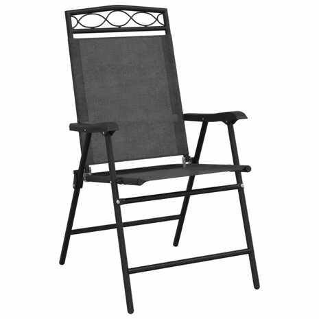 Tuinstoelen 4 st inklapbaar staal en textileen gemêleerd grijs