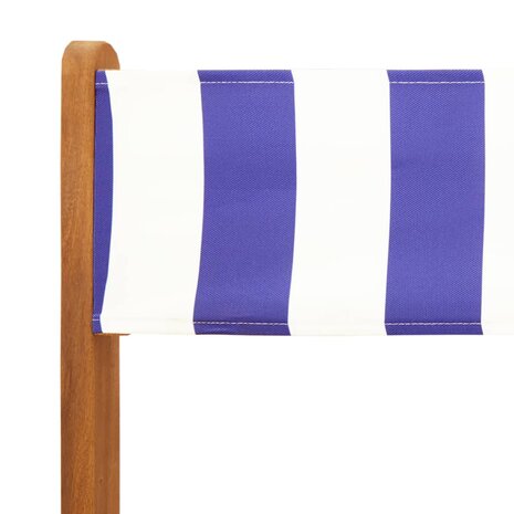 Tuinstoelen 8 st inklapbaar stof en massief hout blauw en wit