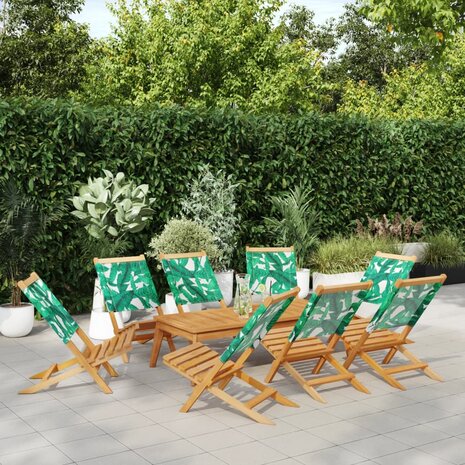 Tuinstoelen 8 st inklapbaar stof en massief hout groen