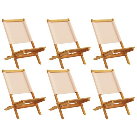 Tuinstoelen 6 st inklapbaar stof en massief hout beige
