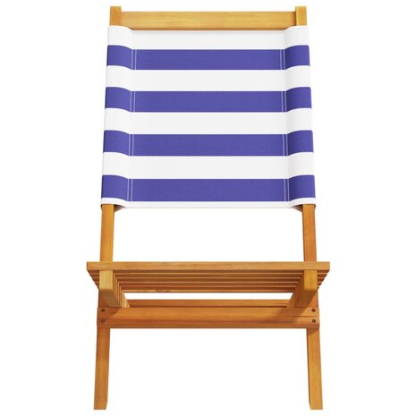 Tuinstoelen 2 st massief acaciahout en stof blauw en wit