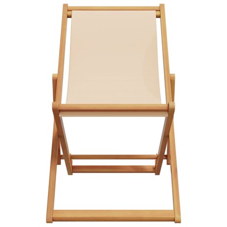 Strandstroelen 2 st inklapbaar stof en massief hout beige
