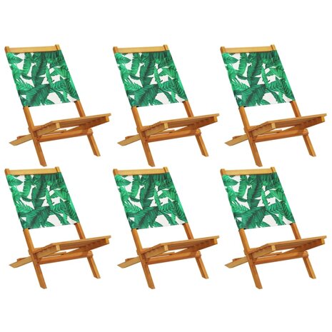 Tuinstoelen 6 st inklapbaar stof en massief hout groen