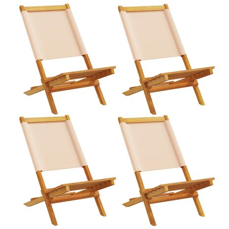 Tuinstoelen 4 st inklapbaar stof en massief hout beige