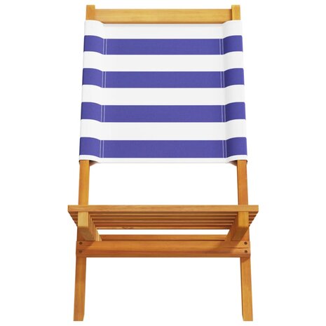 Tuinstoelen 4 st inklapbaar stof en massief hout blauw en wit