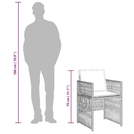 Tuinstoelen 4 st met kussens poly rattan lichtgrijs