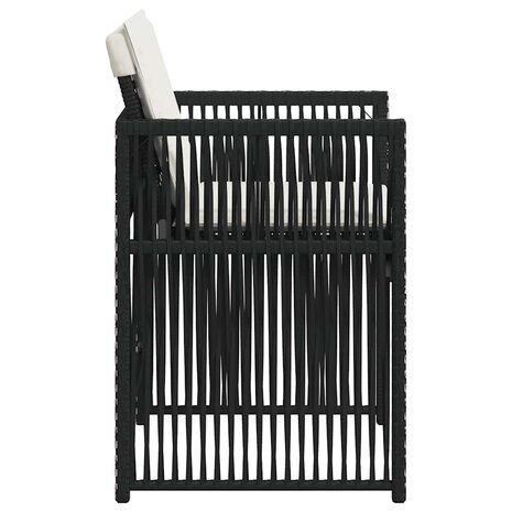 Tuinstoelen 4 st met kussens poly rattan zwart