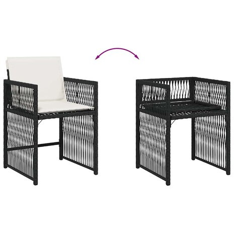 Tuinstoelen 4 st met kussens poly rattan zwart