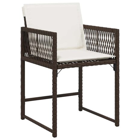 Tuinstoelen 4 st met kussens poly rattan bruin