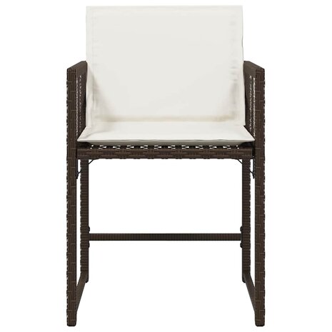Tuinstoelen 4 st met kussens poly rattan bruin