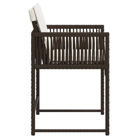 Tuinstoelen 4 st met kussens poly rattan bruin