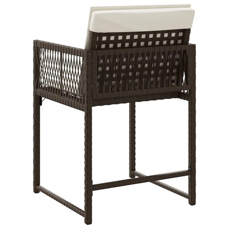 Tuinstoelen 4 st met kussens poly rattan bruin