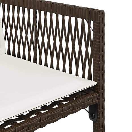 Tuinstoelen 4 st met kussens poly rattan bruin