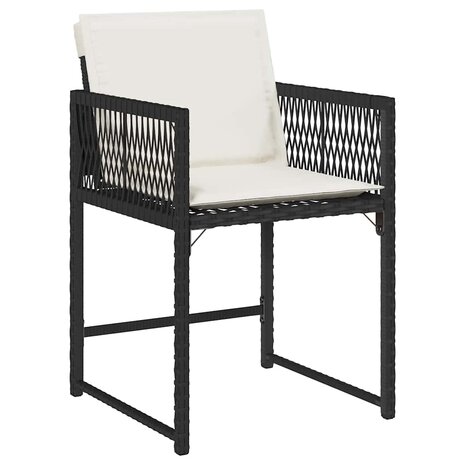 Tuinstoelen 4 st met kussens poly rattan zwart