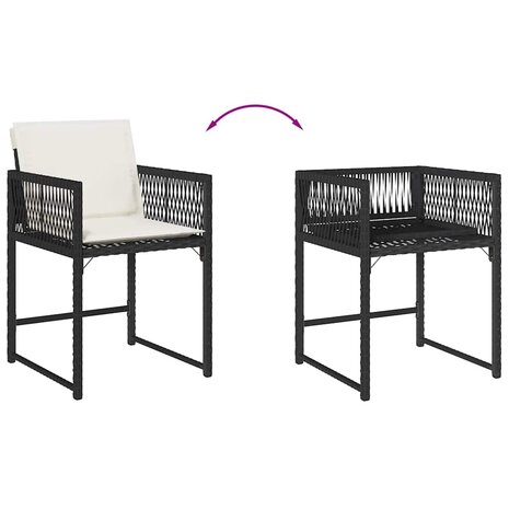 Tuinstoelen 4 st met kussens poly rattan zwart