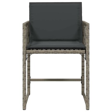 Tuinstoelen 4 st met kussens poly rattan grijs