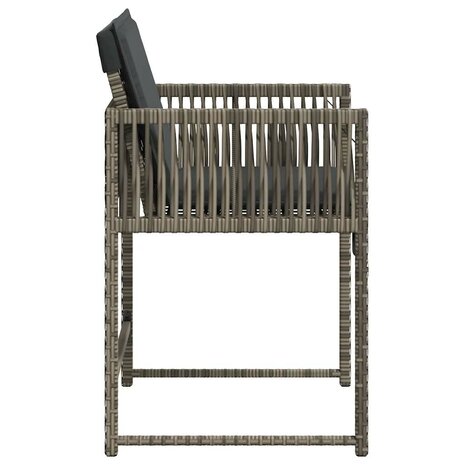 Tuinstoelen 4 st met kussens poly rattan grijs