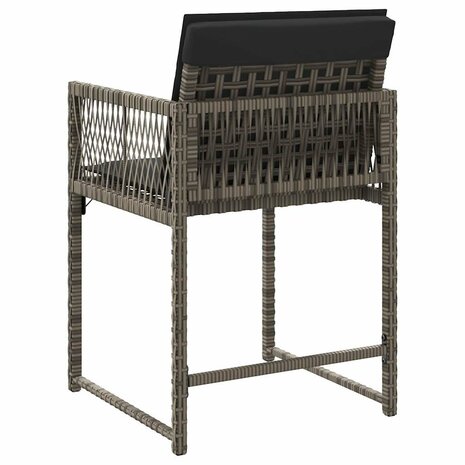 Tuinstoelen 4 st met kussens poly rattan grijs