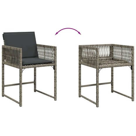 Tuinstoelen 4 st met kussens poly rattan grijs