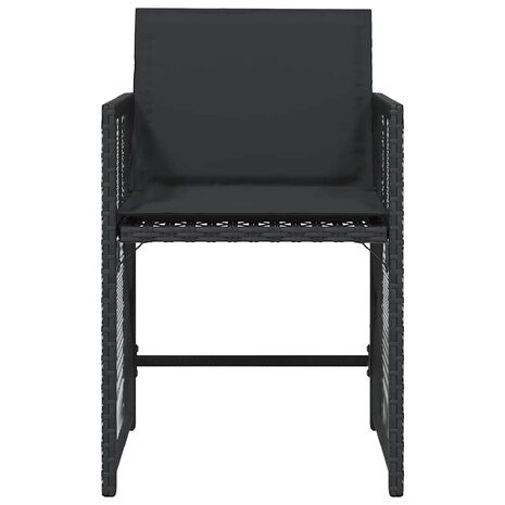 Tuinstoelen 4 st met kussens poly rattan zwart