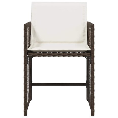 Tuinstoelen 4 st met kussens poly rattan bruin