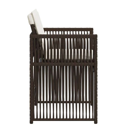 Tuinstoelen 4 st met kussens poly rattan bruin