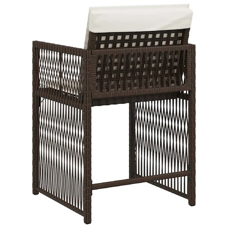 Tuinstoelen 4 st met kussens poly rattan bruin