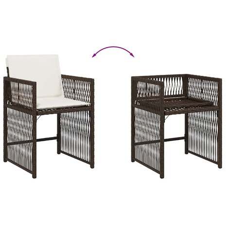 Tuinstoelen 4 st met kussens poly rattan bruin