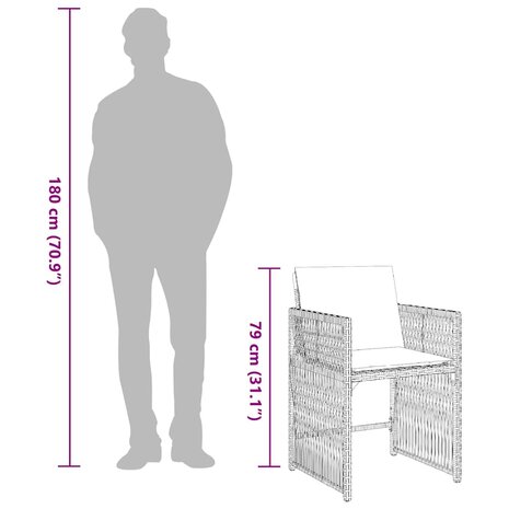 Tuinstoelen 4 st met kussens poly rattan bruin