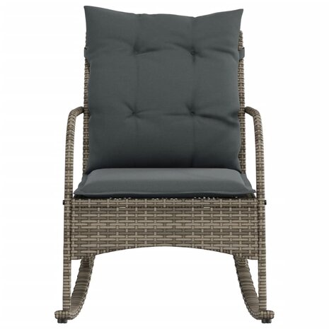 Tuinschommelstoel met kussens poly rattan grijs