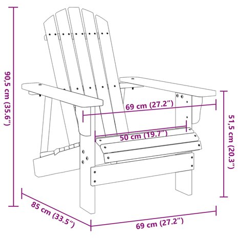Stoel Adirondack 69x85x90,5 cm massief vurenhout grijs