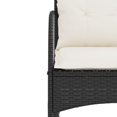 Tuinschommelstoel met kussens poly rattan zwart