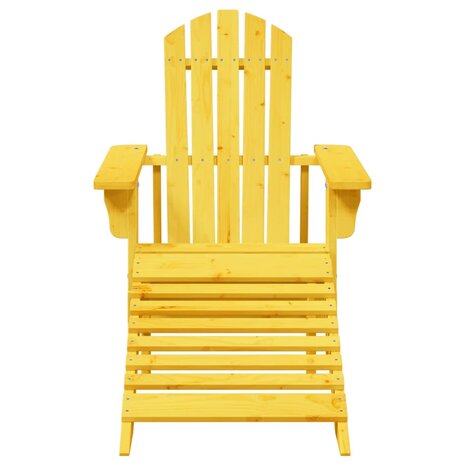 Stoel Adirondack met voetenbank massief vurenhout geel