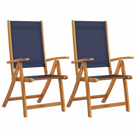 Tuinstoelen inklapbaar 2 st massief acaciahout en textileen