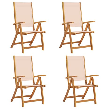 Tuinstoelen inklapbaar 4 st massief acaciahout en textileen