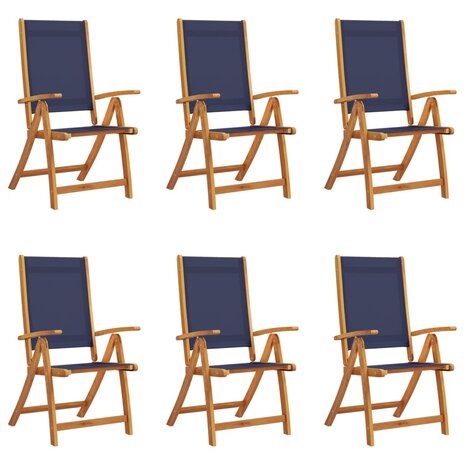 Tuinstoelen inklapbaar 6 st massief acaciahout en textileen
