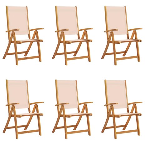 Tuinstoelen inklapbaar 6 st massief acaciahout en textileen